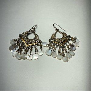 Vintage Silver Filigree Chandelier Earrings